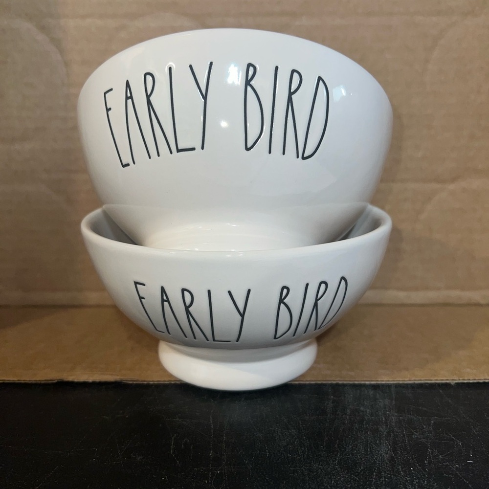 Rae Dunn White 'Early Bird' Bowls set of 2